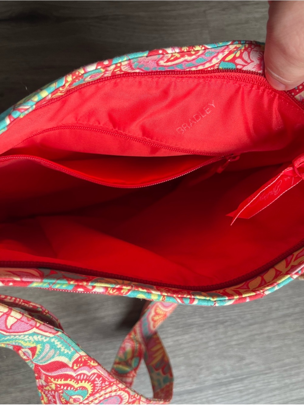 Vera Bradley Coral and Teal Quilted Crossbody Bag - Picture 5 of 5